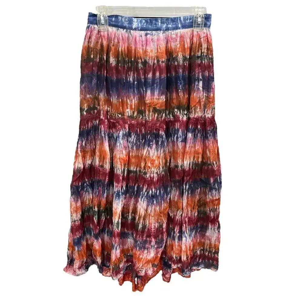 NWT Anthropologie Oksana Norblack Norwhite Tie Dye Midi Colorful Skirt Size S